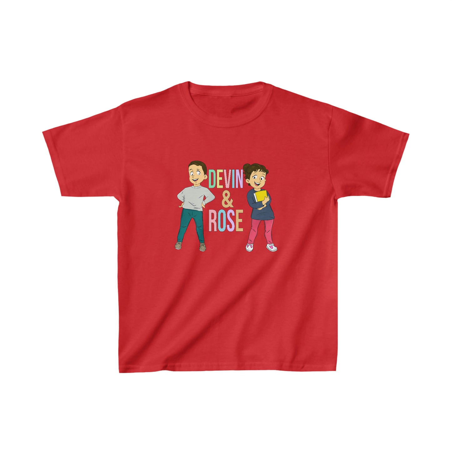 Devin & Rose Color Font Kids Cotton T-Shirt