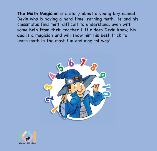 Back cover of The Math Magician children's book