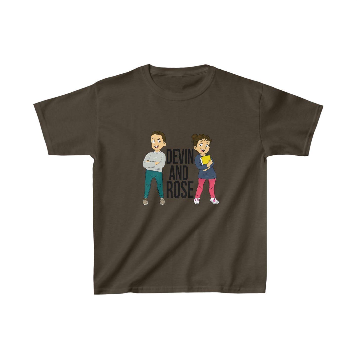 Devin and Rose Black Font Kids Cotton T-Shirt
