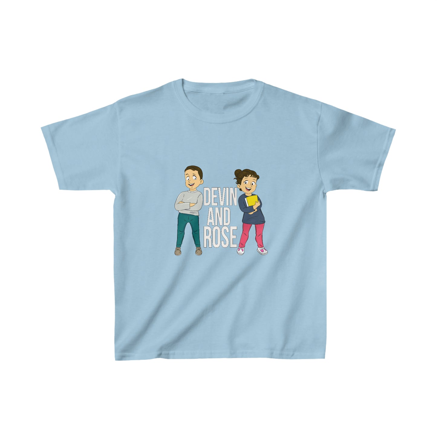Devin and Rose White Font Kids Cotton T-Shirt