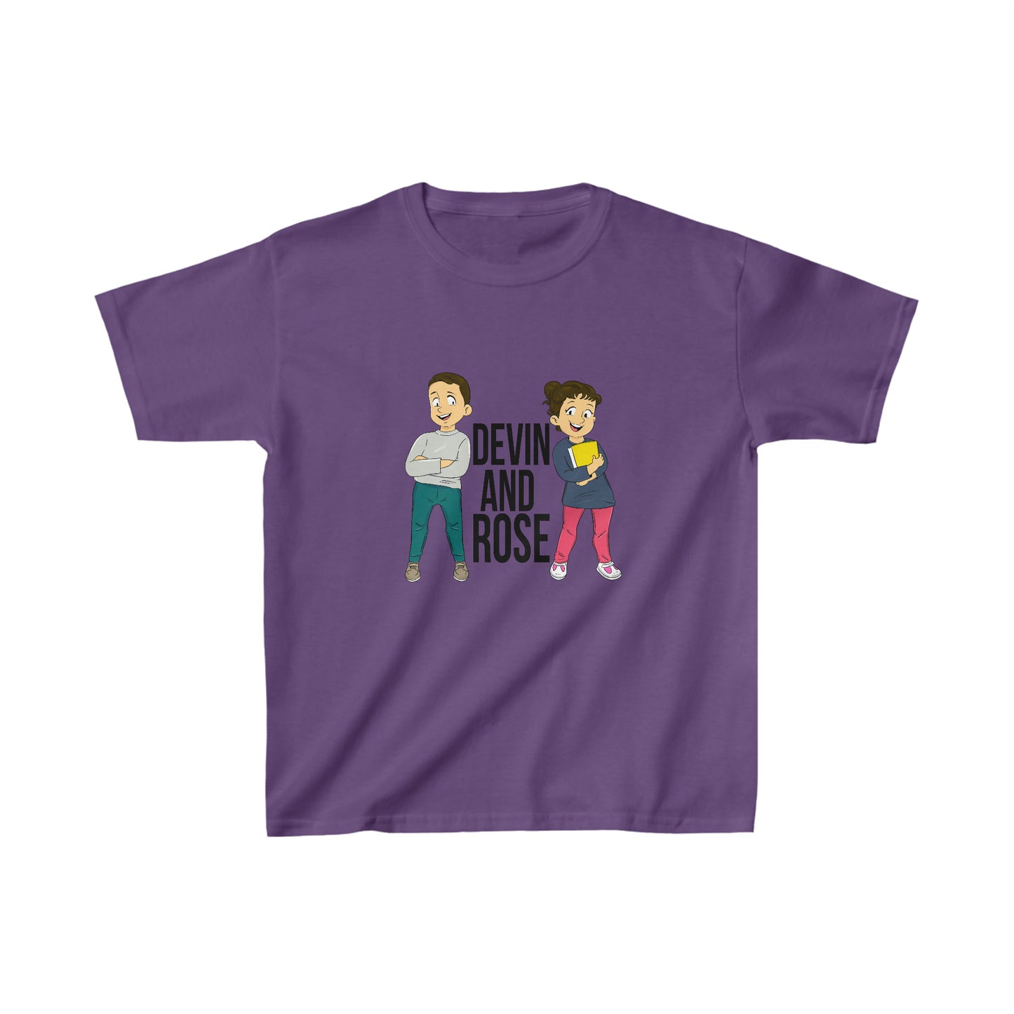 Devin and Rose Black Font Kids Cotton T-Shirt