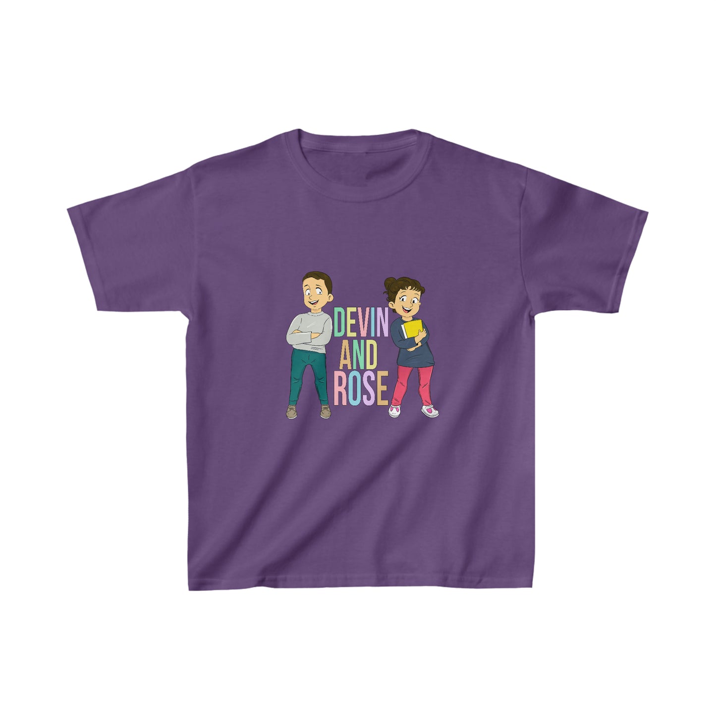 Devin and Rose Color Font Kids Cotton T-Shirt