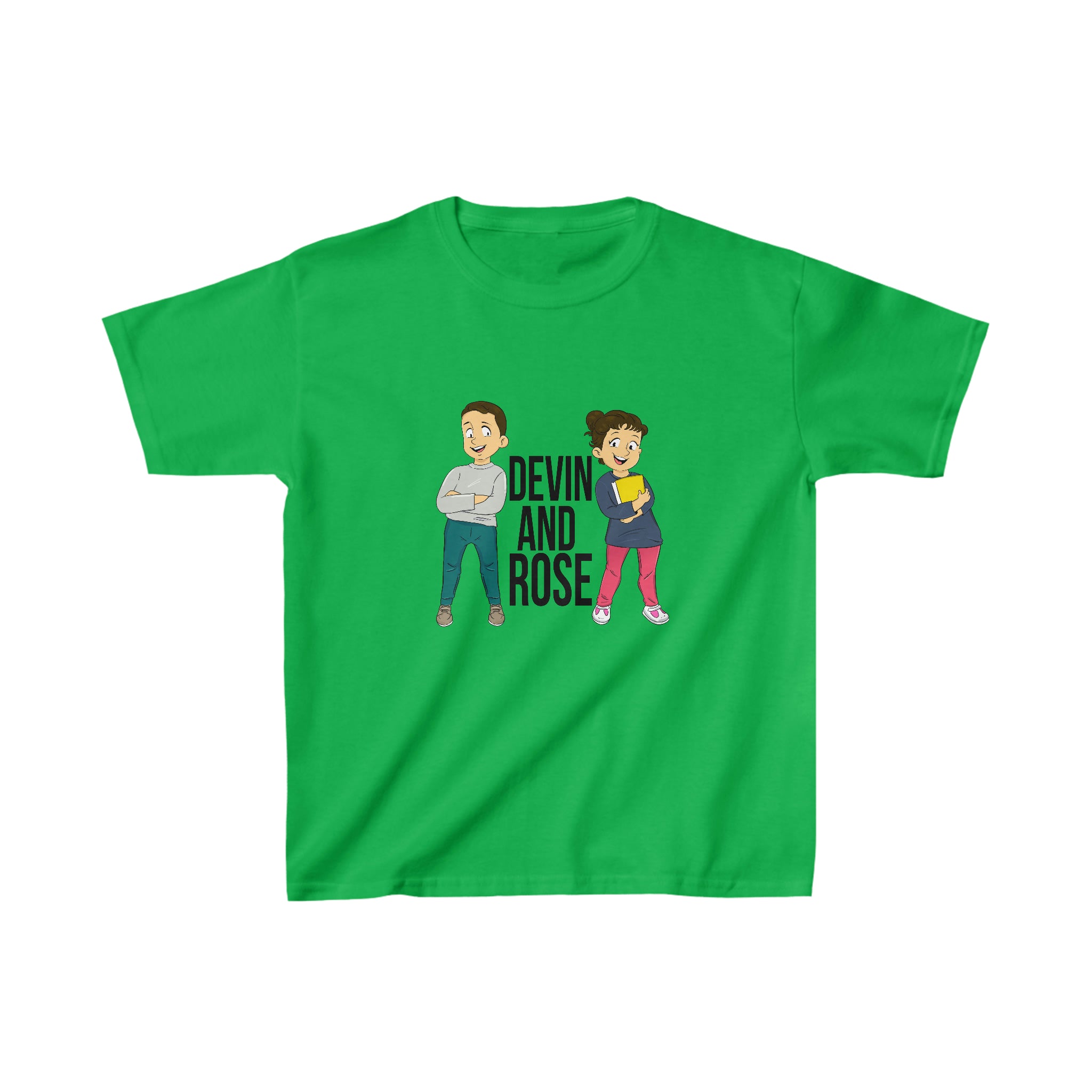 Devin and Rose Black Font Kids Cotton T-Shirt
