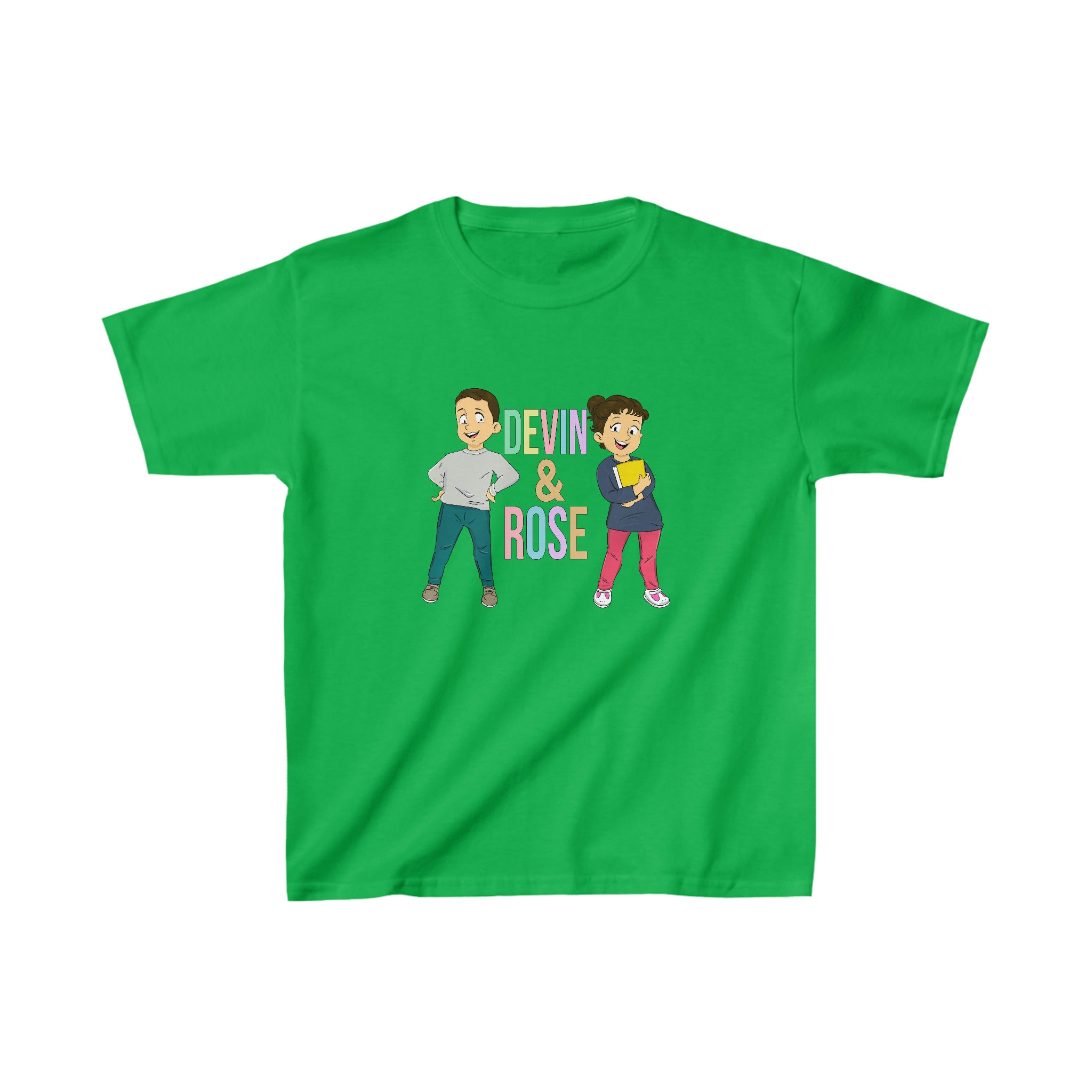 Devin & Rose Color Font Kids Cotton T-Shirt