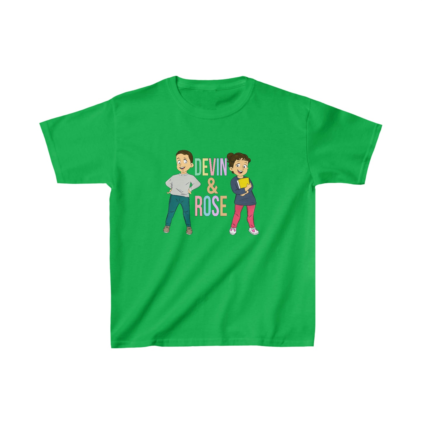 Devin & Rose Color Font Kids Cotton T-Shirt