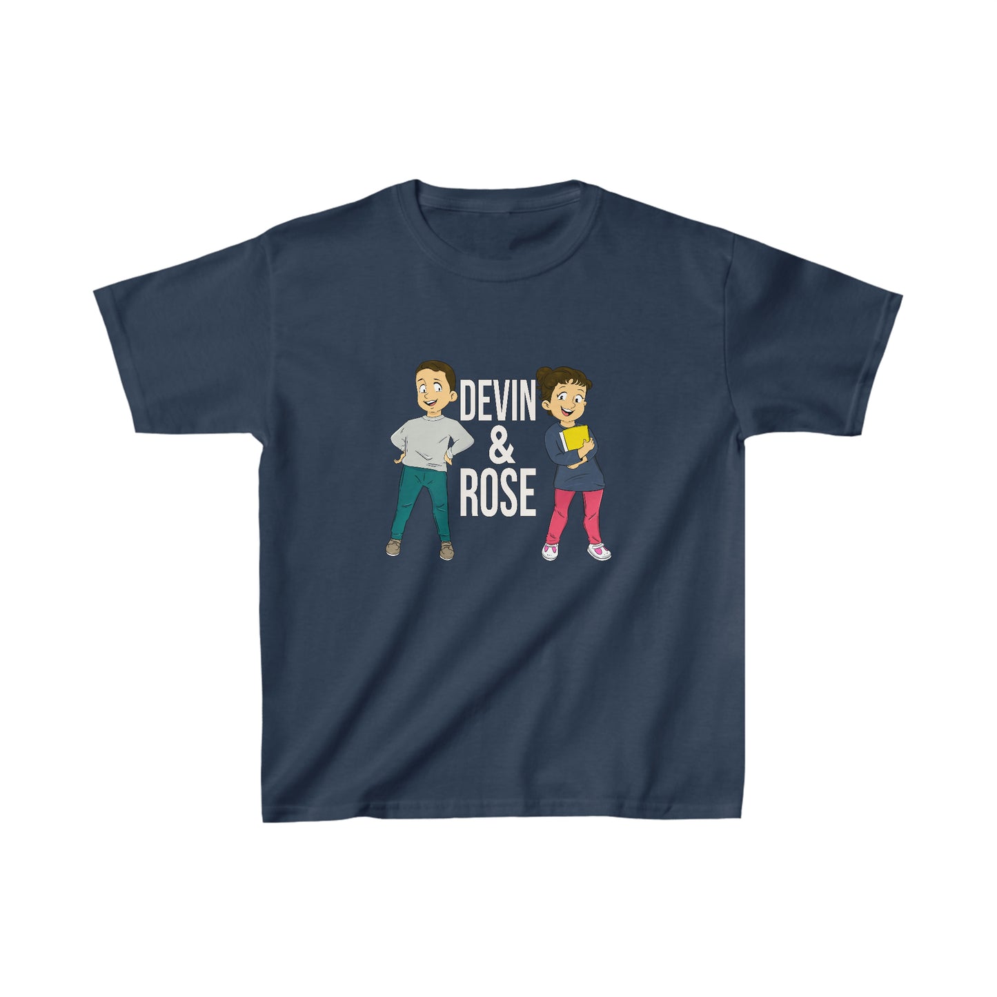Devin & Rose White Font Kids Cotton T-Shirt