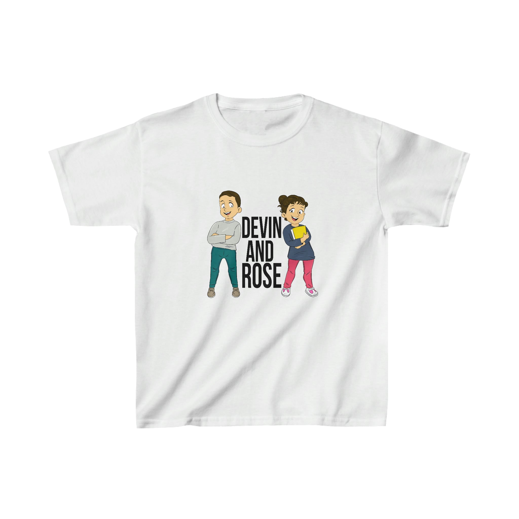 Devin and Rose Black Font Kids Cotton T-Shirt