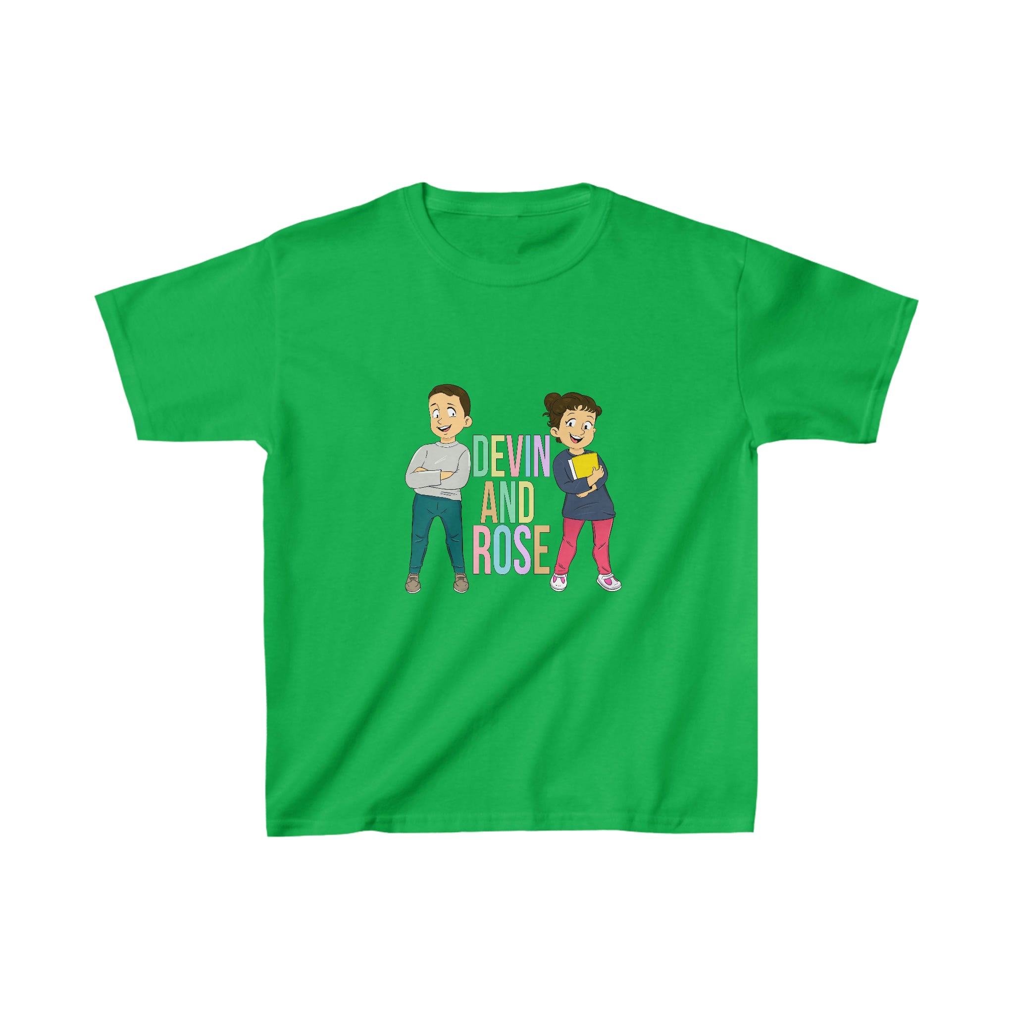 Devin and Rose Color Font Kids Cotton T-Shirt