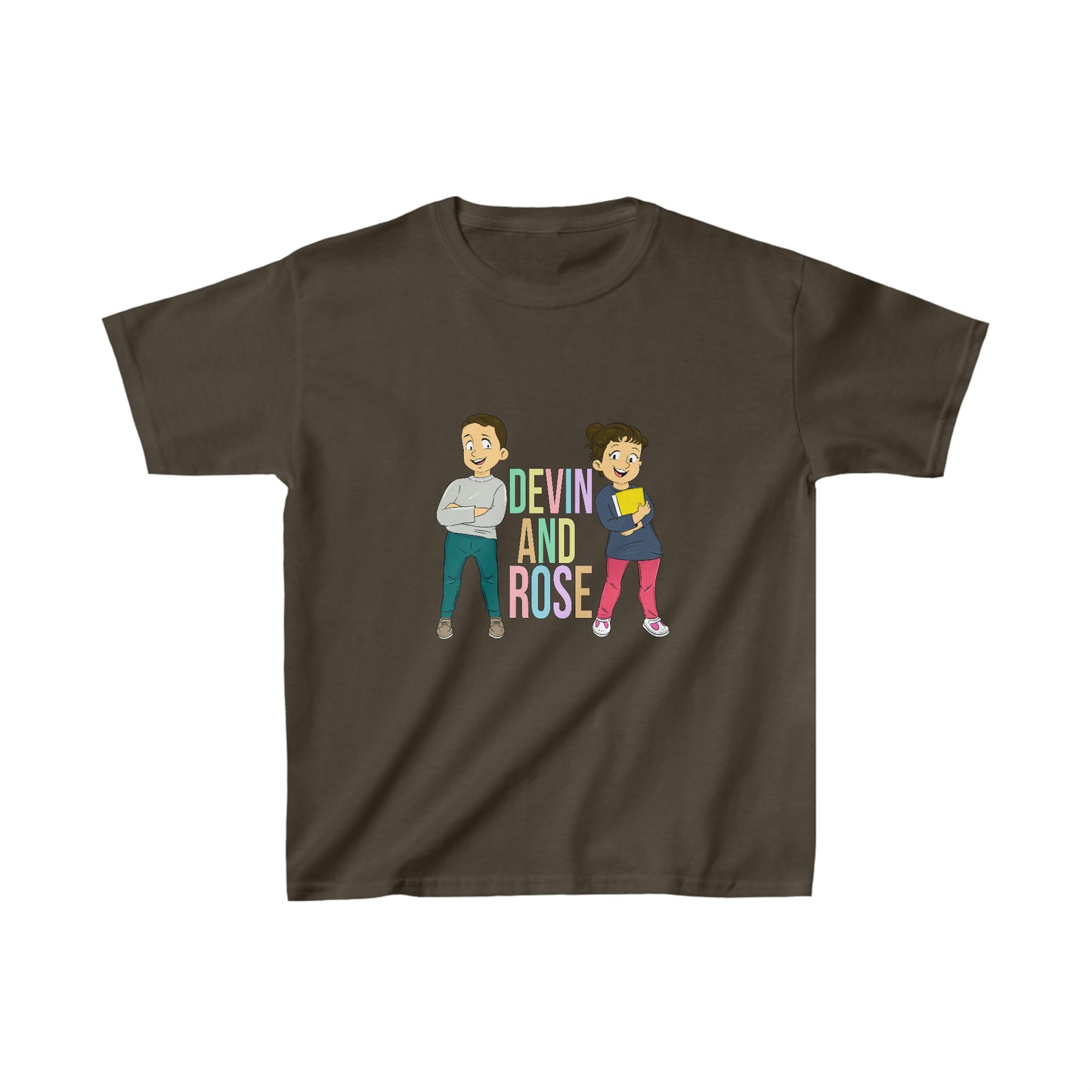 Devin and Rose Color Font Kids Cotton T-Shirt