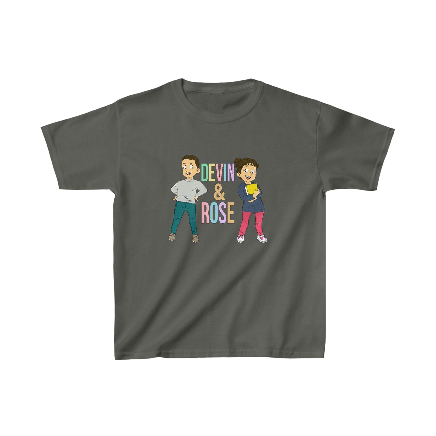 Devin & Rose Color Font Kids Cotton T-Shirt