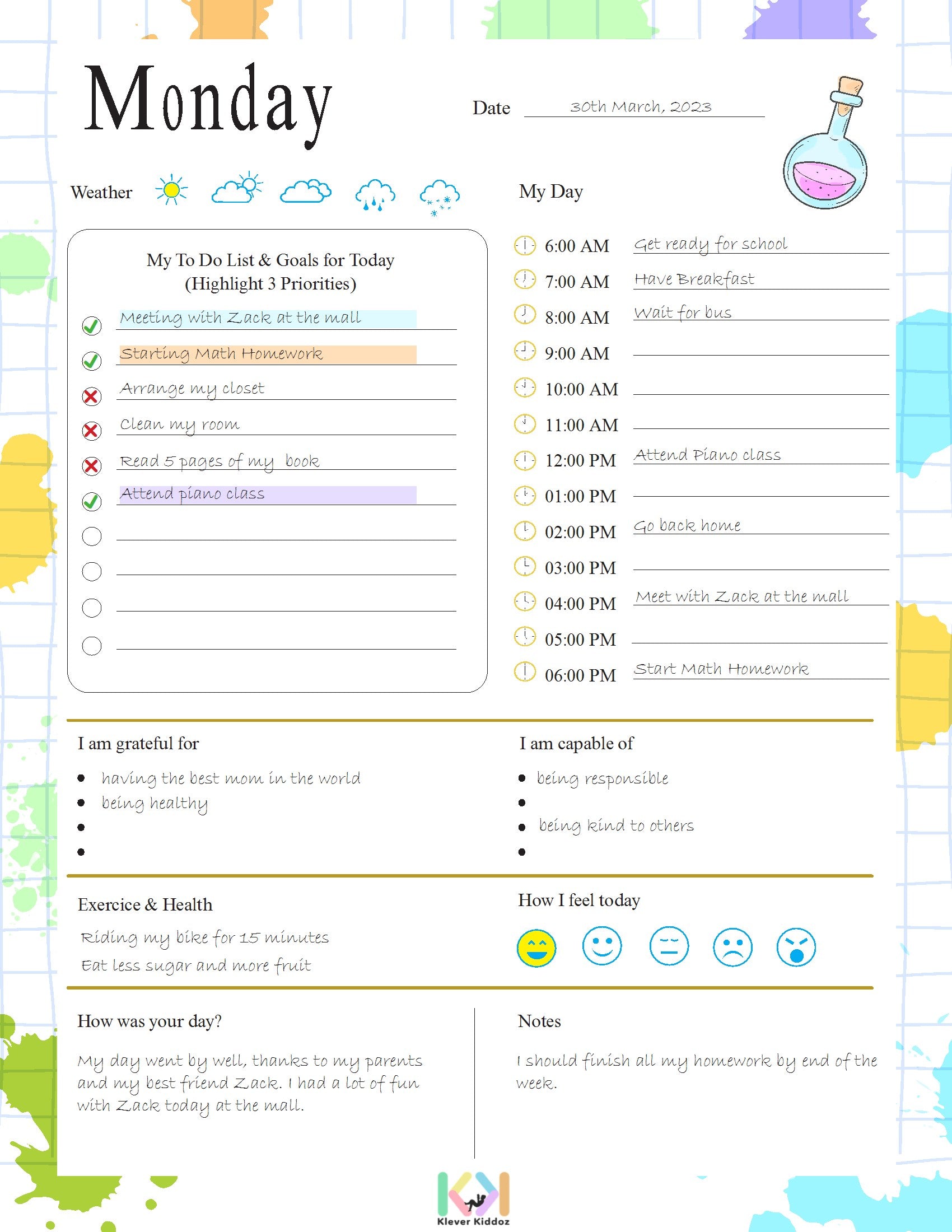 Klever Kiddoz Children Weekly & Daily Planner