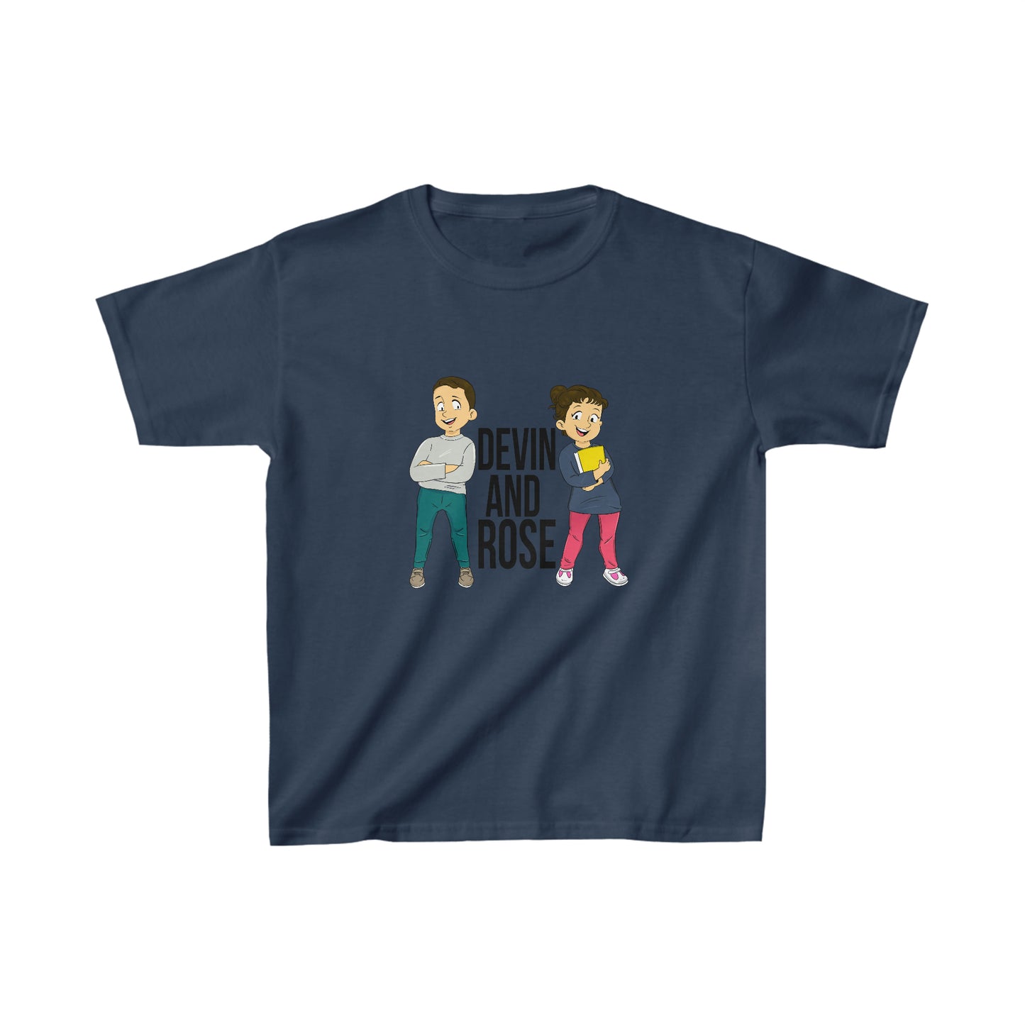 Devin and Rose Black Font Kids Cotton T-Shirt