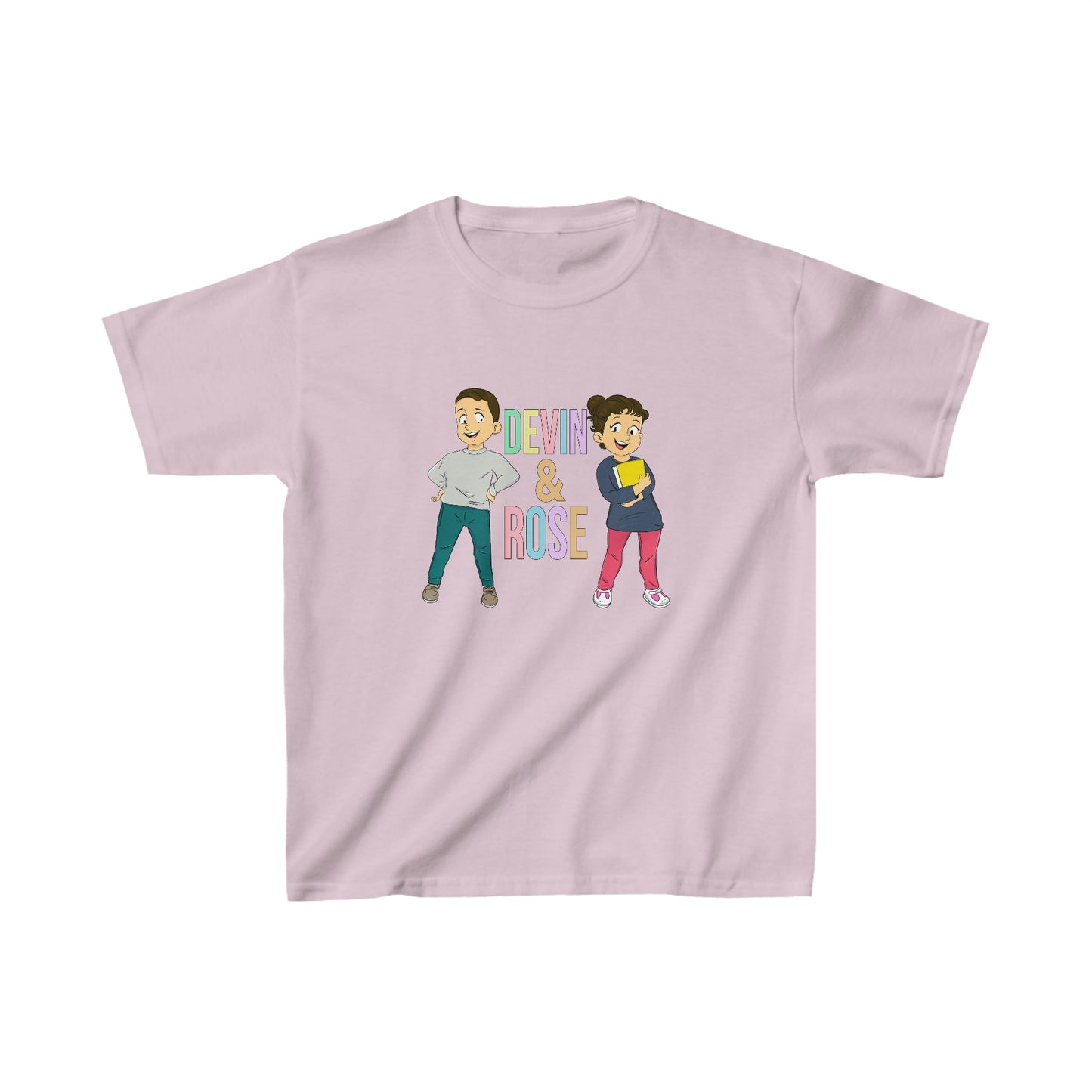 Devin & Rose Color Font Kids Cotton T-Shirt