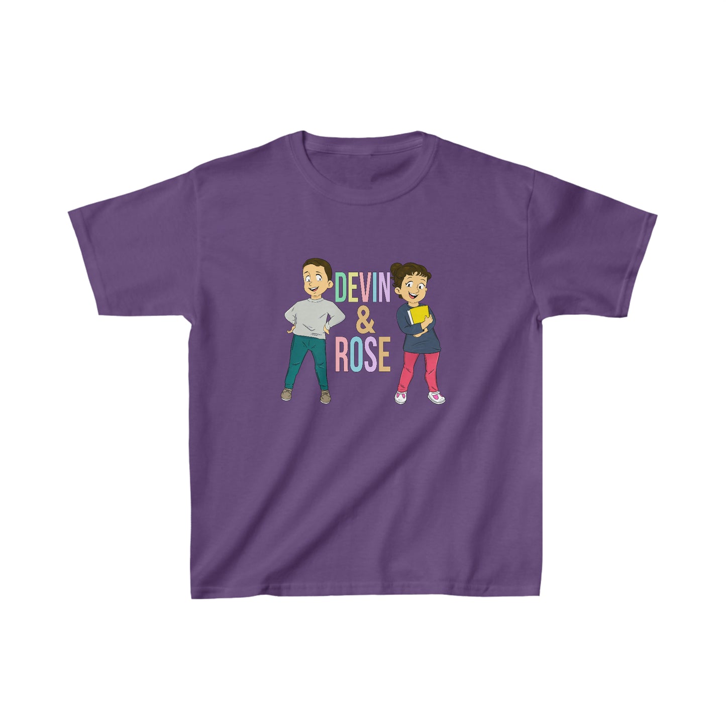 Devin & Rose Color Font Kids Cotton T-Shirt