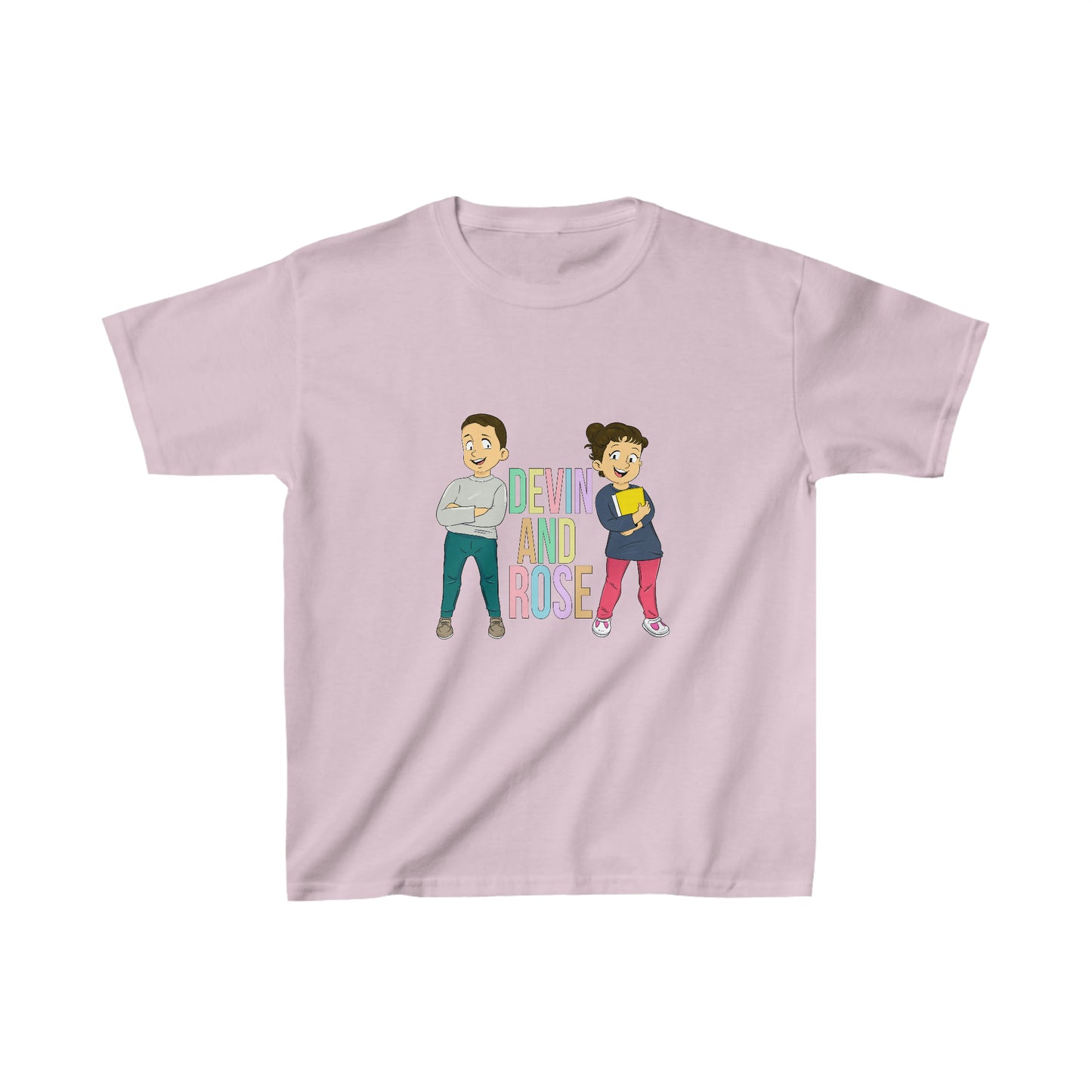 Devin and Rose Color Font Kids Cotton T-Shirt