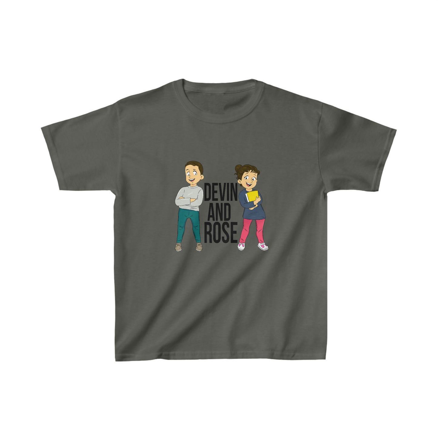 Devin and Rose Black Font Kids Cotton T-Shirt